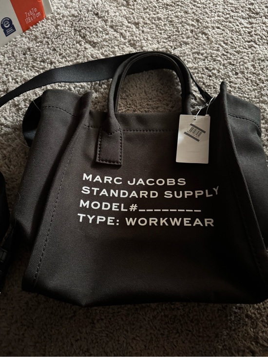 Marc Jacobs Handbags - Marc Jacobs Black Canvas medium Workwear Tote with White Logo